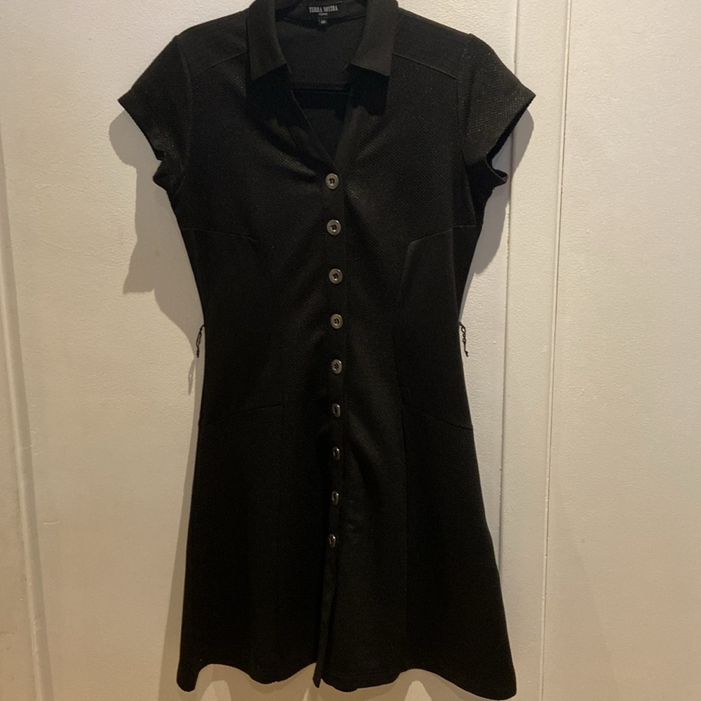 🍭Little black buttoned dress Terra Nostra with belt size small